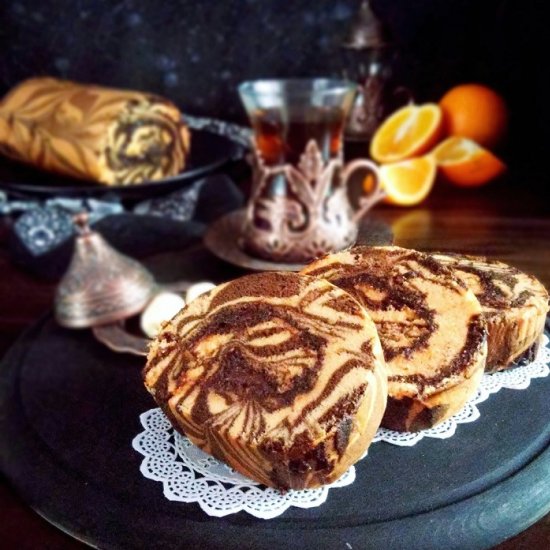 Orange Chocolate Marble Roll Cake