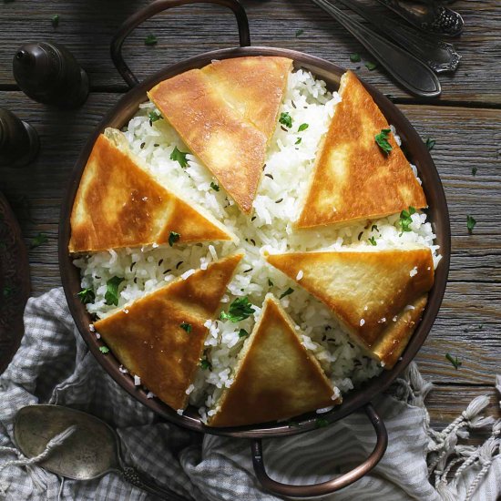 Kurdish Rice Tahdig With Naan Bread