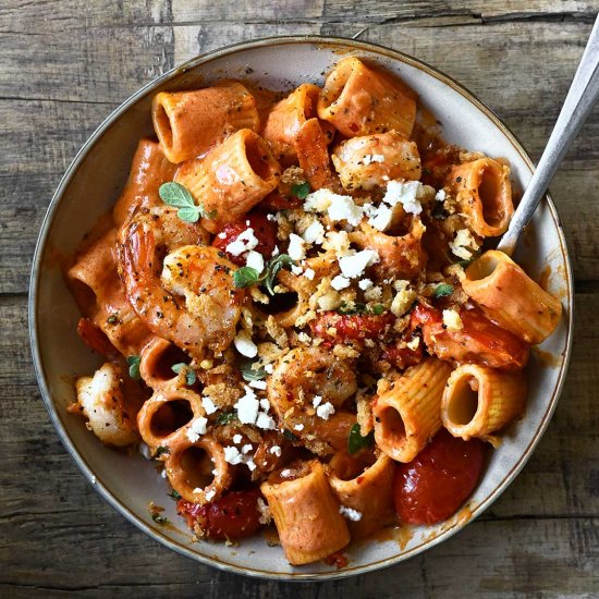 Shrimp Pasta in Tomato Cream Sauce