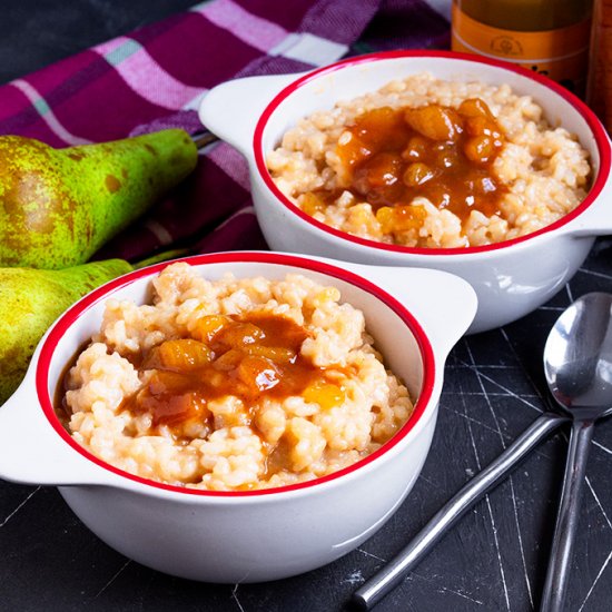 Salted Caramel Pear Rice Pudding