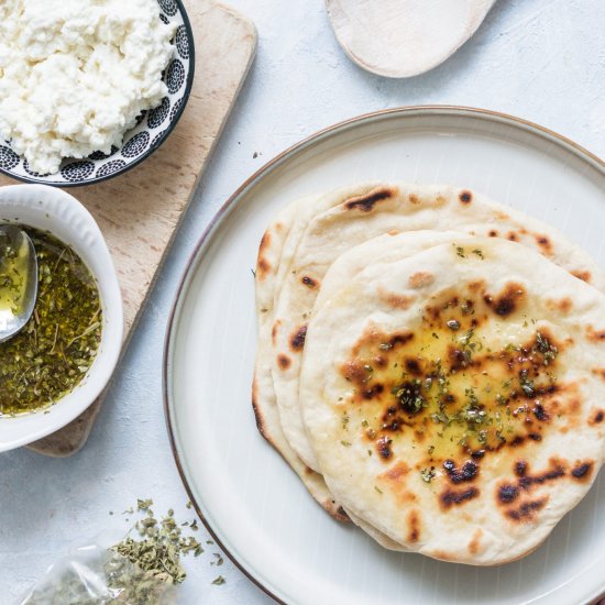 Naan bread with Feta and Oregano