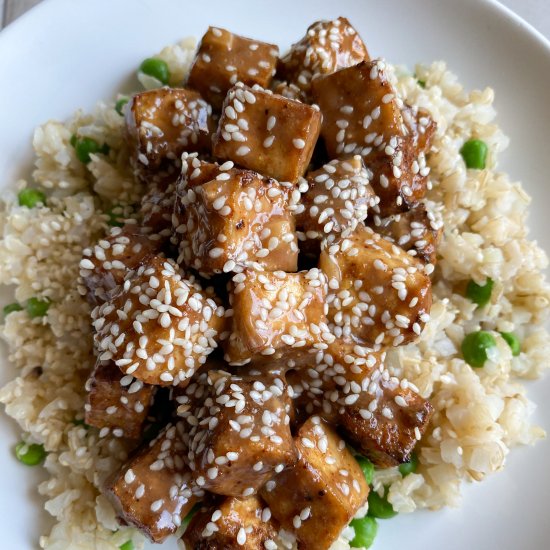 Air Fryer Tofu w Sweet Garlic Sauce