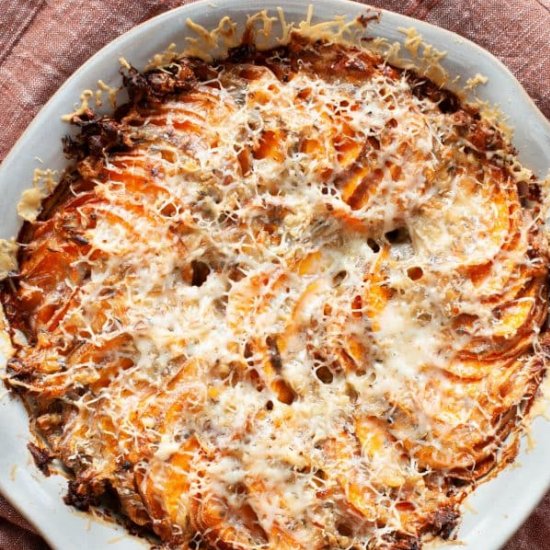 Cheesy Sweet Potato Gratin