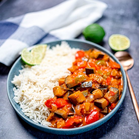 Aubergine Thai Red Curry with Peppe