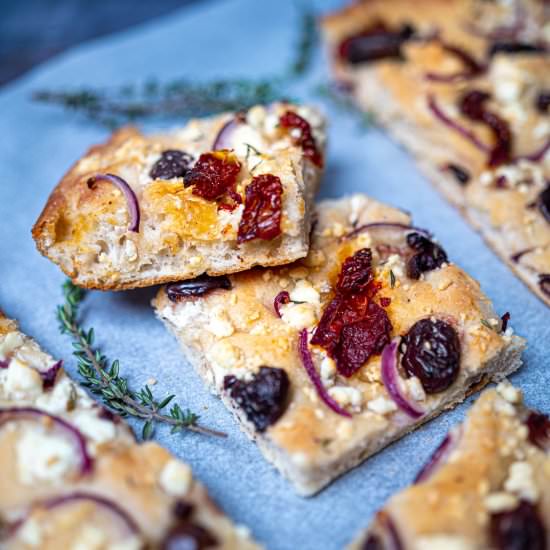 Sun Dried Tomato Focaccia with Feta