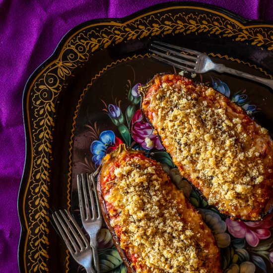 Open Face Eggplant Parmesan