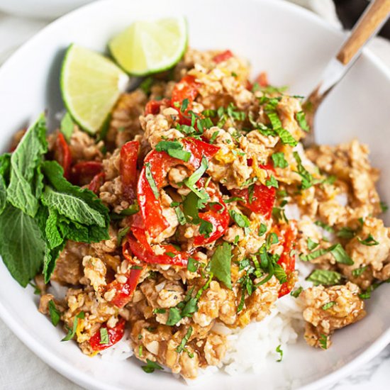 Sesame Ground Chicken Rice Bowls