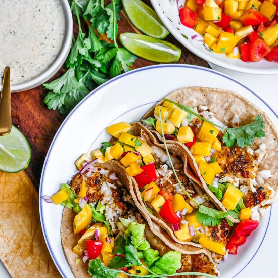 Baked Fish Tacos with Mango Salsa