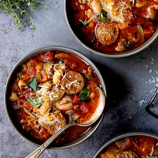 Chorizo White Bean Vegetable Soup