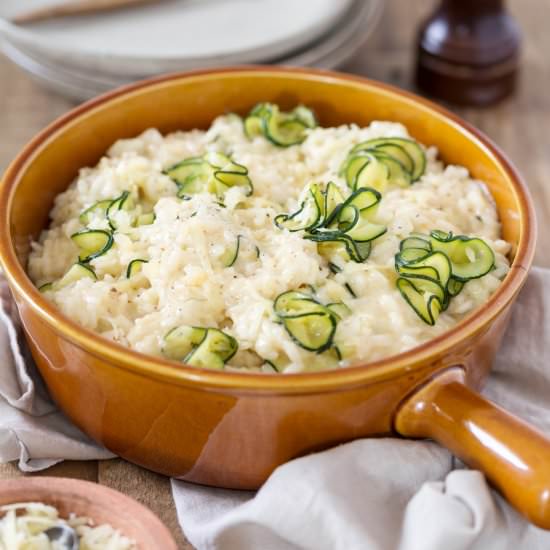 Zucchini cheddar risotto