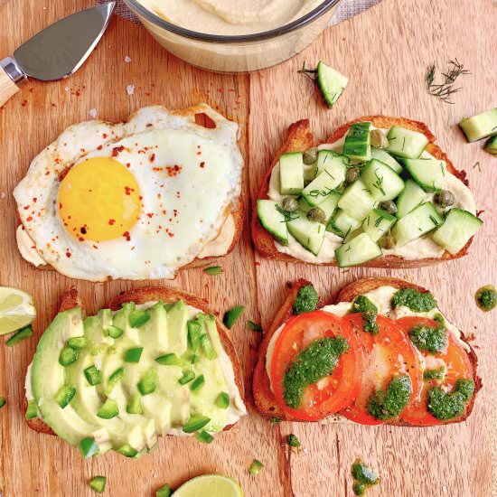 Hummus Toast 4 Ways