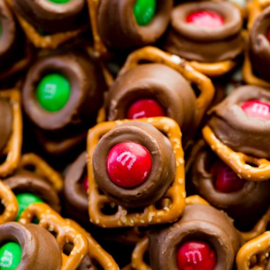 Rolo Pretzels with M&Ms