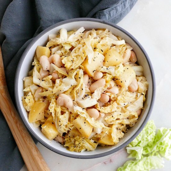 Stewed Cabbage, Apples, and Beans