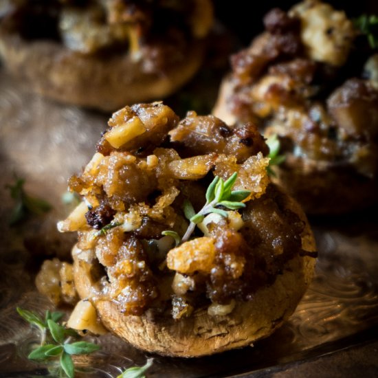 Sausage & Blue Cheese Mushroom Caps