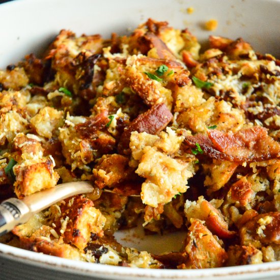 Beer, Bacon and Cheese Stuffing