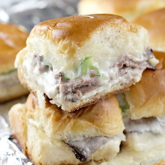 Grilled Philly Cheesesteak Sliders