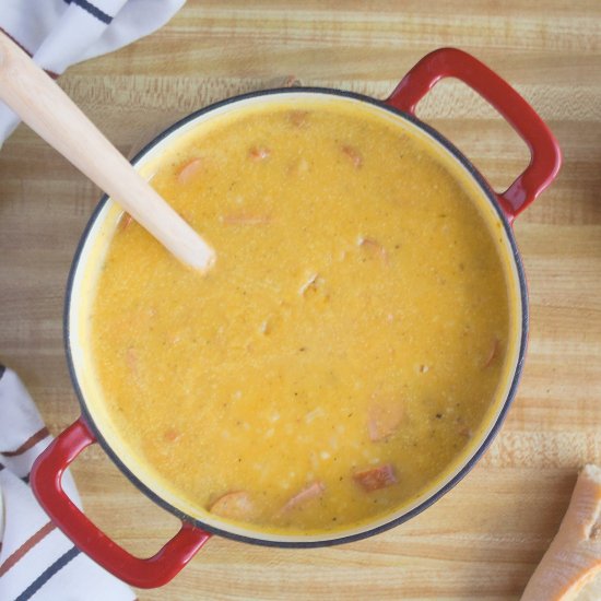 Squash, Kielbasa & Rice Soup