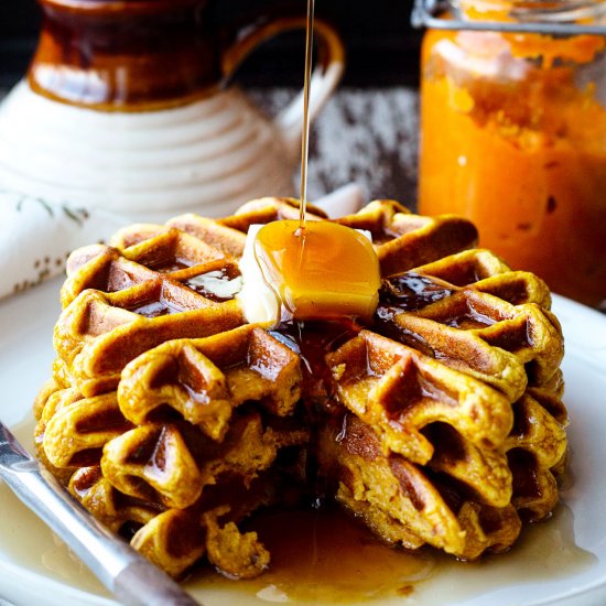 Pumpkin Pie Breakfast Waffles