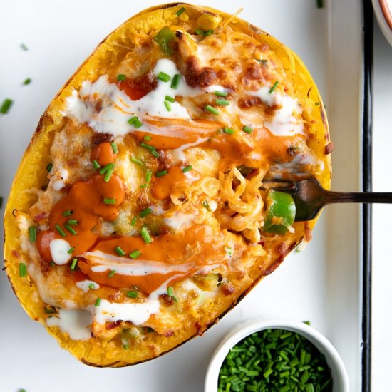 Buffalo Chicken Spaghetti Squash