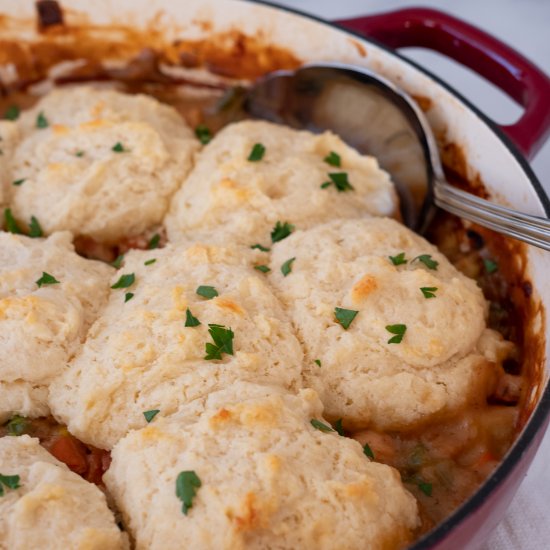 Chicken Pot Pie w Cheddar Biscuits