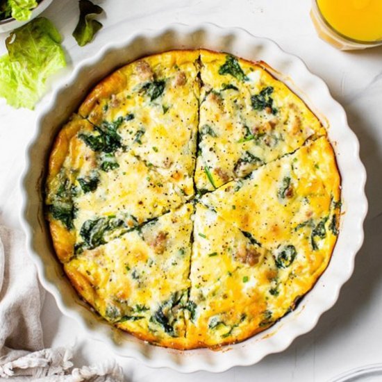 CrustlessSausage and Spinach Quiche