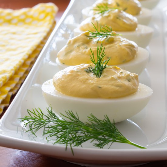 Deviled Eggs with Fresh Dill and Le