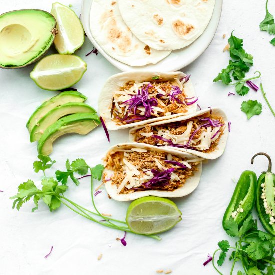 Shredded chicken tacos