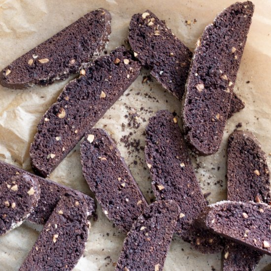 Chocolate Peanut Biscotti GF