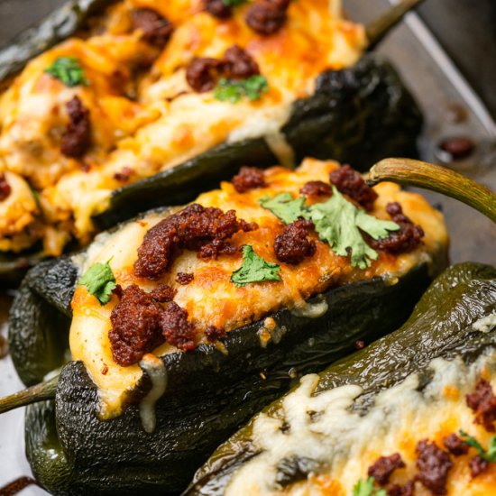 Stuffed Poblanos with Chorizo