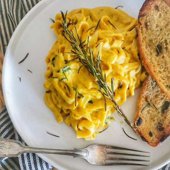 Creamy Pumpkin Cashew Tagliatelle