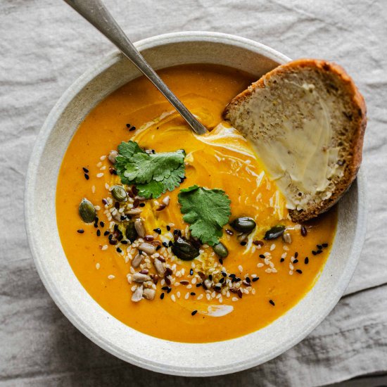 Carrot, coconut and ginger soup