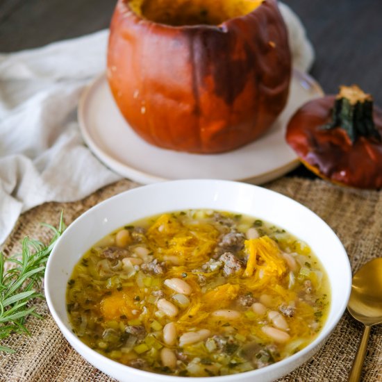 Whole Roasted Pumpkin Soup