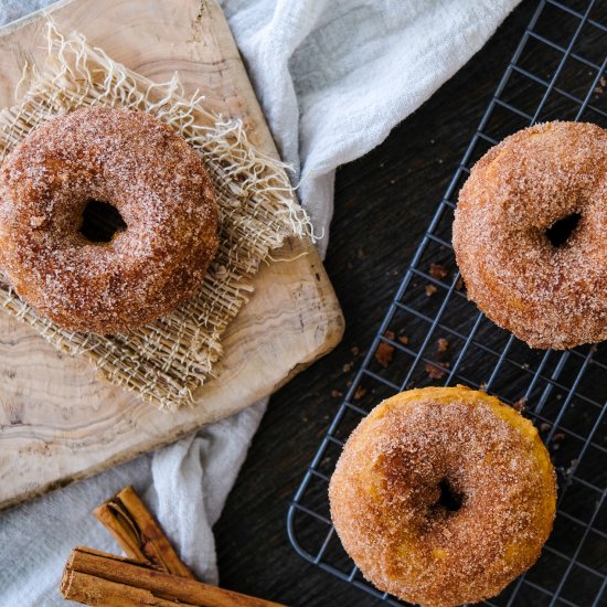 Cinnamon Sugar Pumpkin Doughnuts