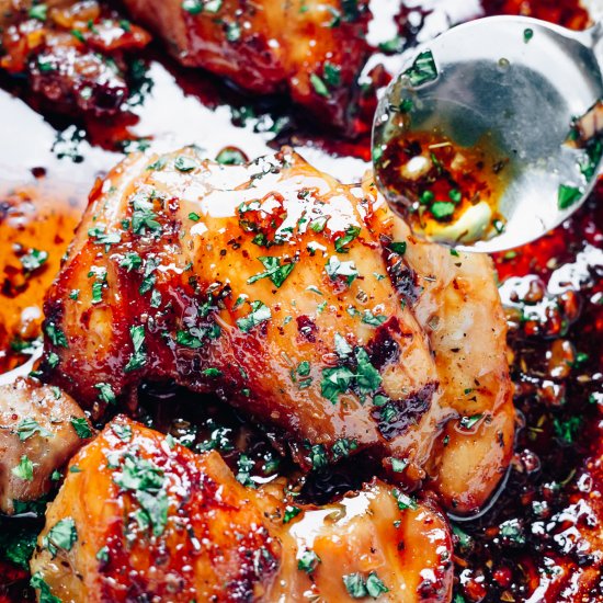 Baked Honey Garlic Chicken Thighs