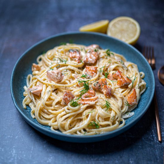 Creamy Lemon Salmon and Dill Pasta