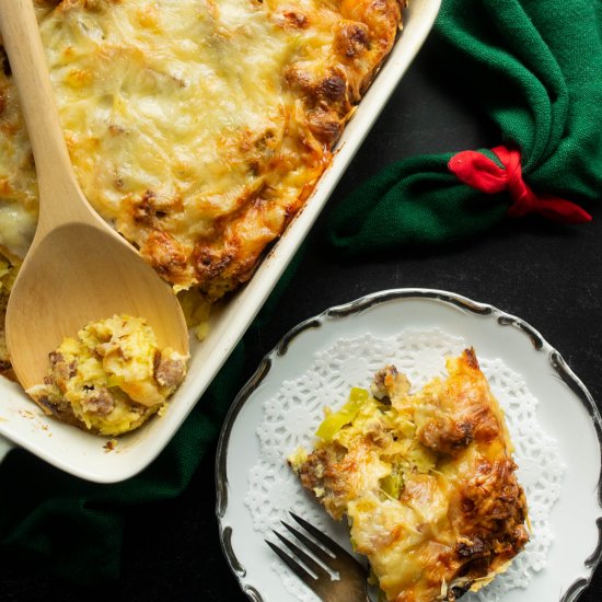 Sausage Leek Breakfast Casserole