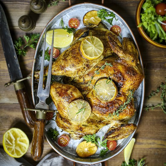 Herb Roasted Spatchcock Chicken