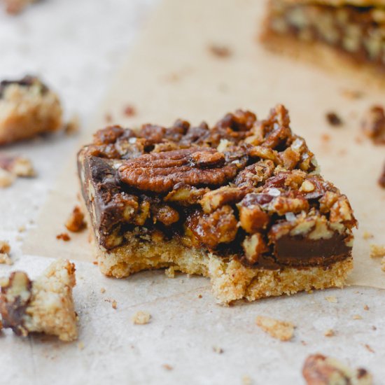 Vegan Chocolate Pecan Pie Bars