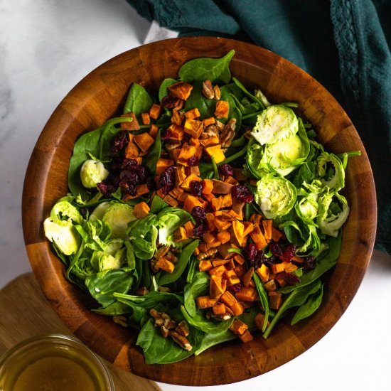 BRUSSELS AND GREENS SALAD WITH ROAS