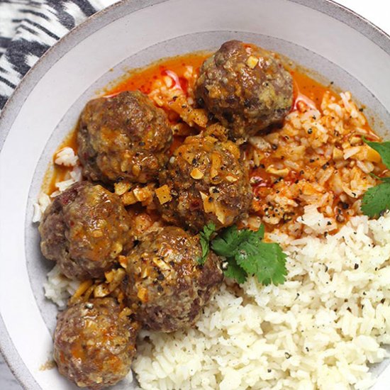 Curried Meatballs and Rice