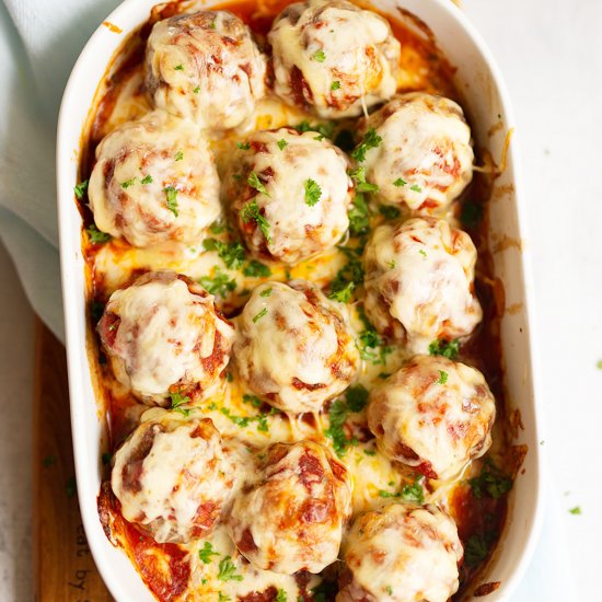 Cheesy Oven Baked Meatballs