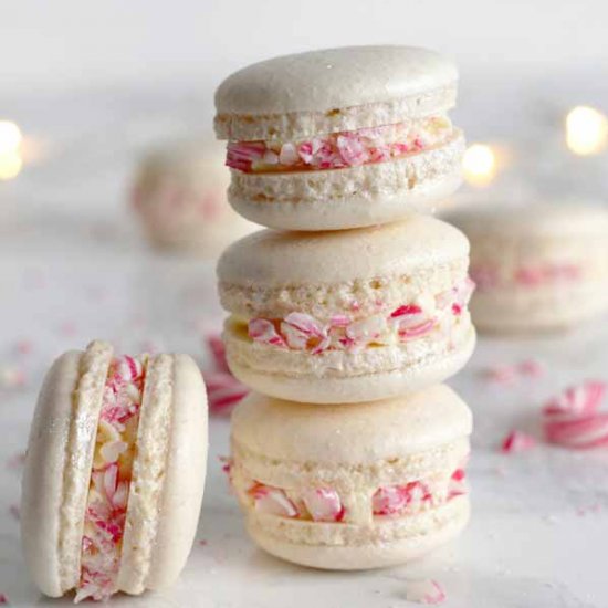 Vegan Candy Cane Macarons