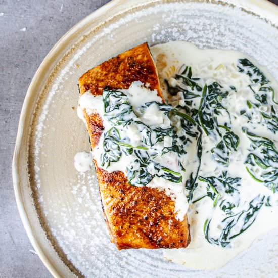 Spinach Cream Sauce for Salmon