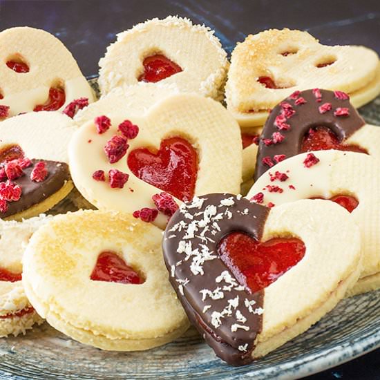 Coconut and Raspberry Linzer Cookie