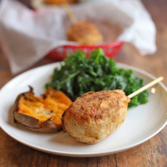 Vegan fried chicken drumsticks