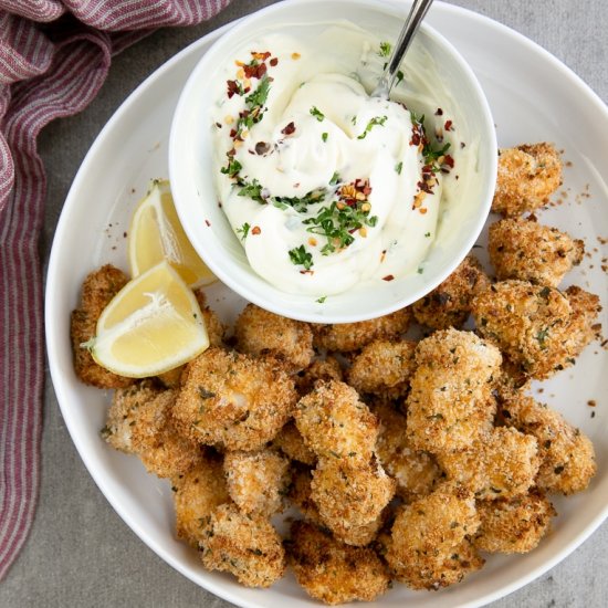 Skinny Baked Popcorn Chicken