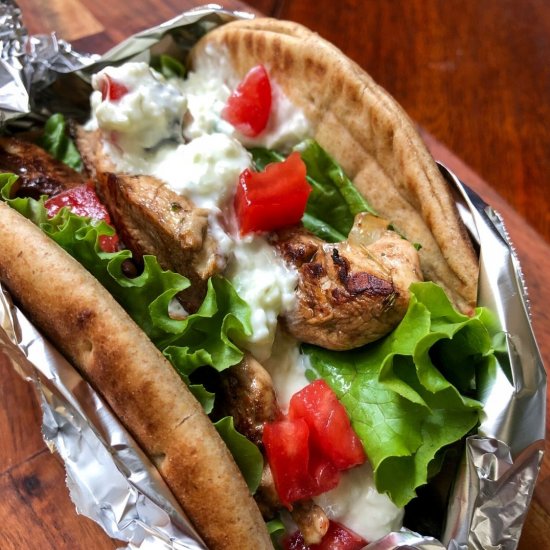 Low Carb Greek Chicken Pita Wrap