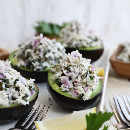 Kelp and Crab Stuffed Avocados