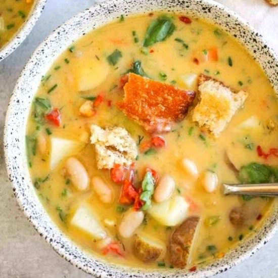 Vegan Potato Soup with White Beans