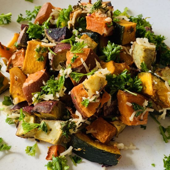 Cheesy Sweet Potato & Kabocha Squash